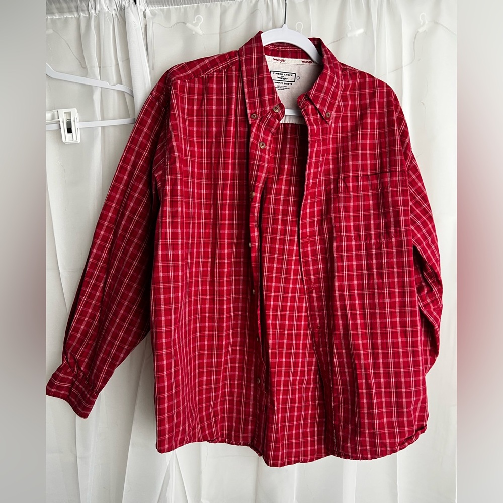 Timber Creek By Wrangler Men’s Button Down Shirt Red / White Size Large